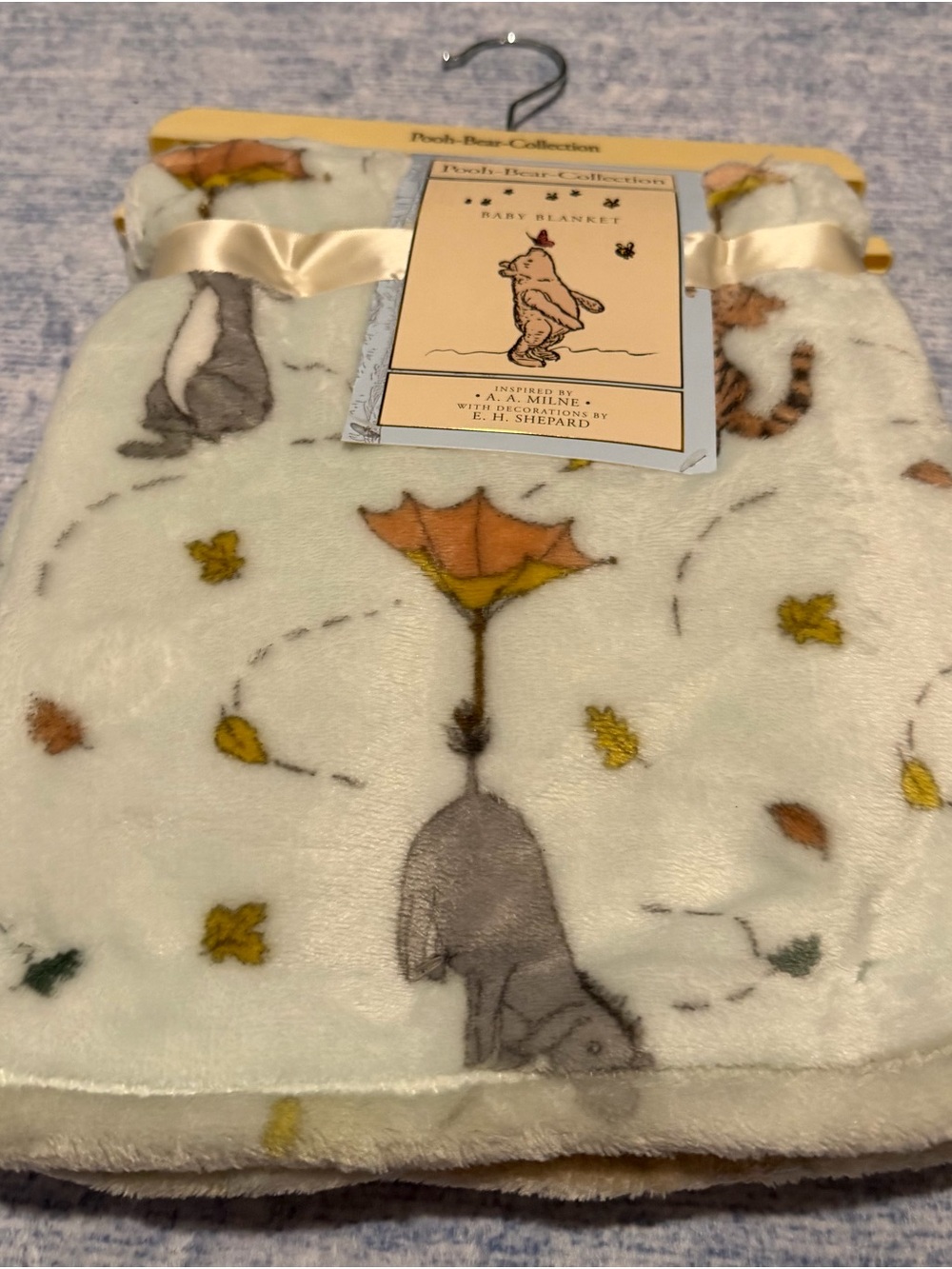 Disney Cream Plush Baby Blanket with Yellow and Brown Accents